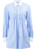 pleated front striped shirt