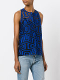 sheer geometric pattern shirt