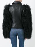 shearling sleeve biker jacket