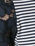lace sleeve striped T-shirt