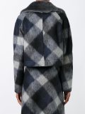 faux fur collar check jacket 