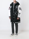varsity style patched coat 