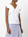 ruffled sleeves V-neck blouse