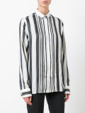 concealed fastening striped shirt