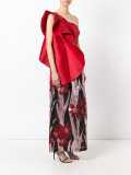 one shoulder floral gown
