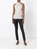 halter neck top with tie fastening