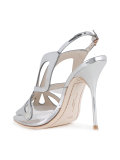 sling-back metallic sandals