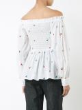 floral embroidered ruched off-shoulder top