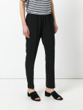 elasticated cropped tapered trousers