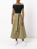 front knot midi skirt