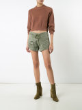 panelled satin and cotton shorts