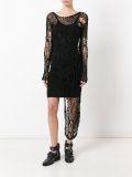 open knit asymmetric blouse