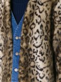 leopard detail denim jacket