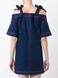 cold shoulder denim dress