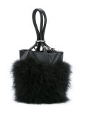 feather trim chain tote 