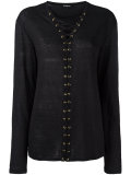 crossed lace-up top