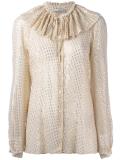 ruffled neck shirt