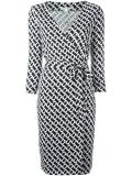 chain print wrap dress