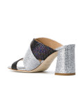 metallic chunky heel sandals 