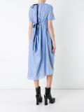 striped draped mid dress