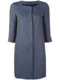 glitter effect collarless coat