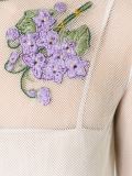 horizontal stripes floral application dress