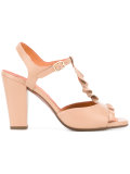 ruffle front sandals