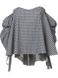 off-shoulders checked blouse