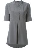 patch pockets mandarin neck shirt