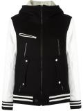 striped hooded bomber jacket