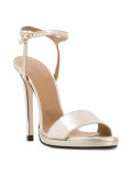 metallic buckled sandals