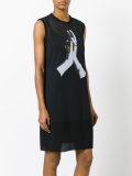 mesh overlay sleeveless dress