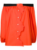 off shoulder button up blouse