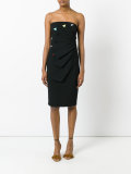 pleated strapless dress