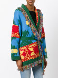 multi figures frayed trim coat