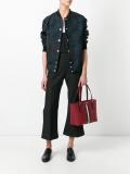 striped trim tote 
