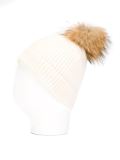 detachable pompom ribbed hat