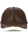 leather and shearling baseball cap