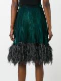 feather trim pleated skirt