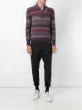 striped V-neck pullover
