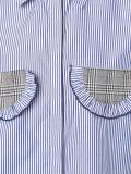striped ruffled detailing shirt