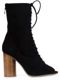 peep-toe lace-up boots