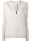 V-neck knit blouse