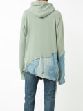 denim merged zip hoodie