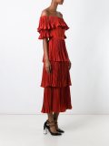 off-the-shoulder pleated dress