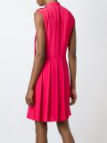 pleated tie-neck dress