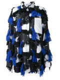 oversized patched tassel shirt