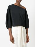 asymmetric neck cropped blouse 
