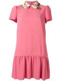 bird embroidered collar dress