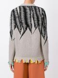 intarsia frayed contrast hem jumper